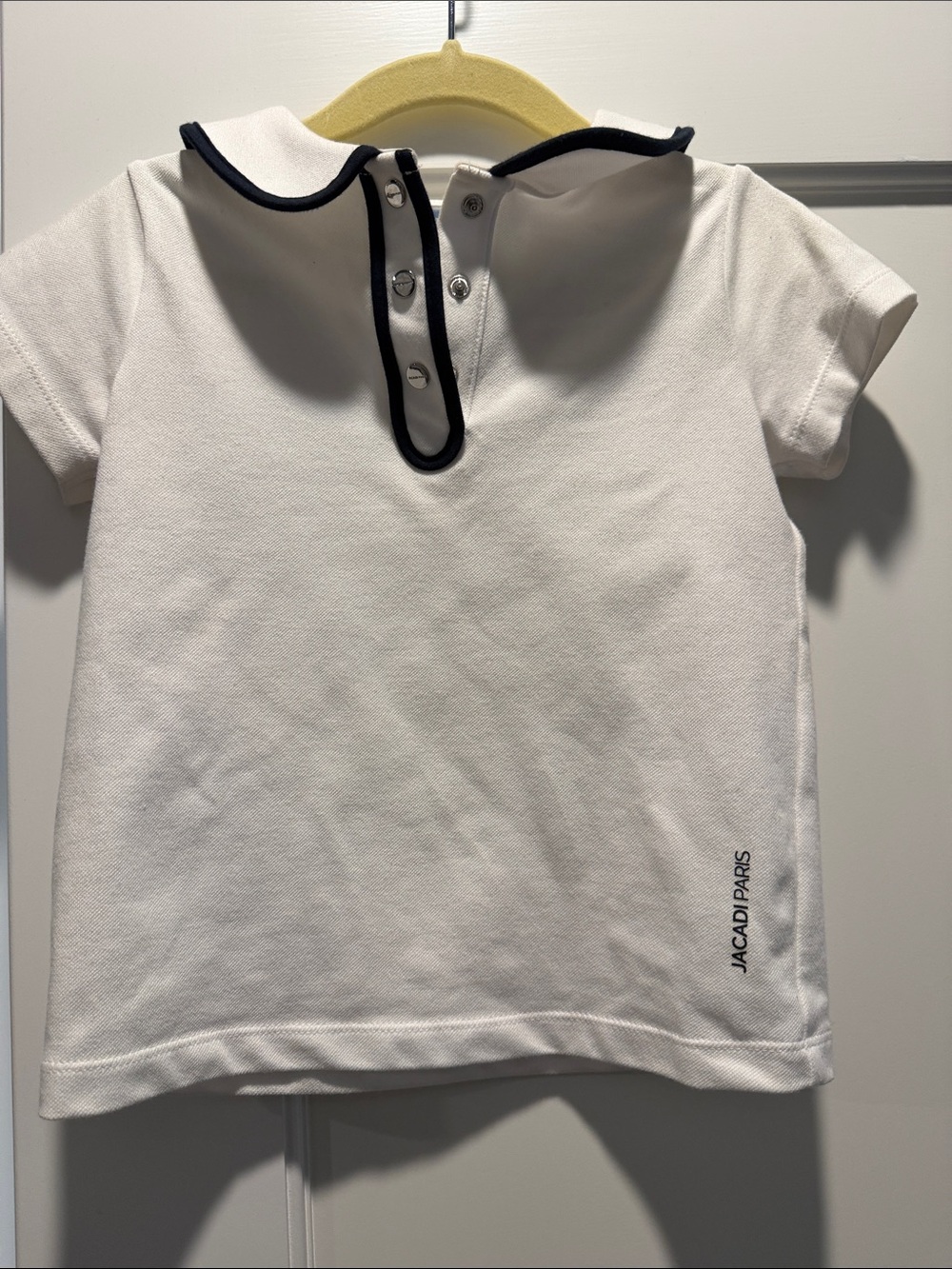 Jacadi White Polo Top with Navy Trim